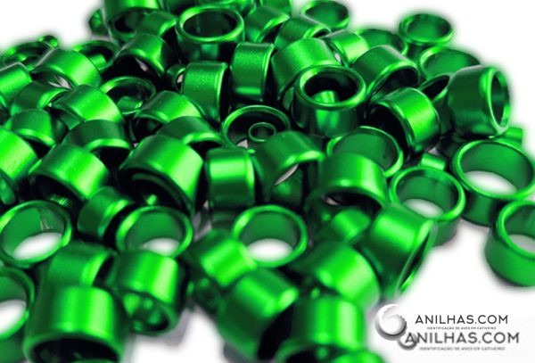 Personalized Closed Bird Rings Reinforced Aluminum Green
